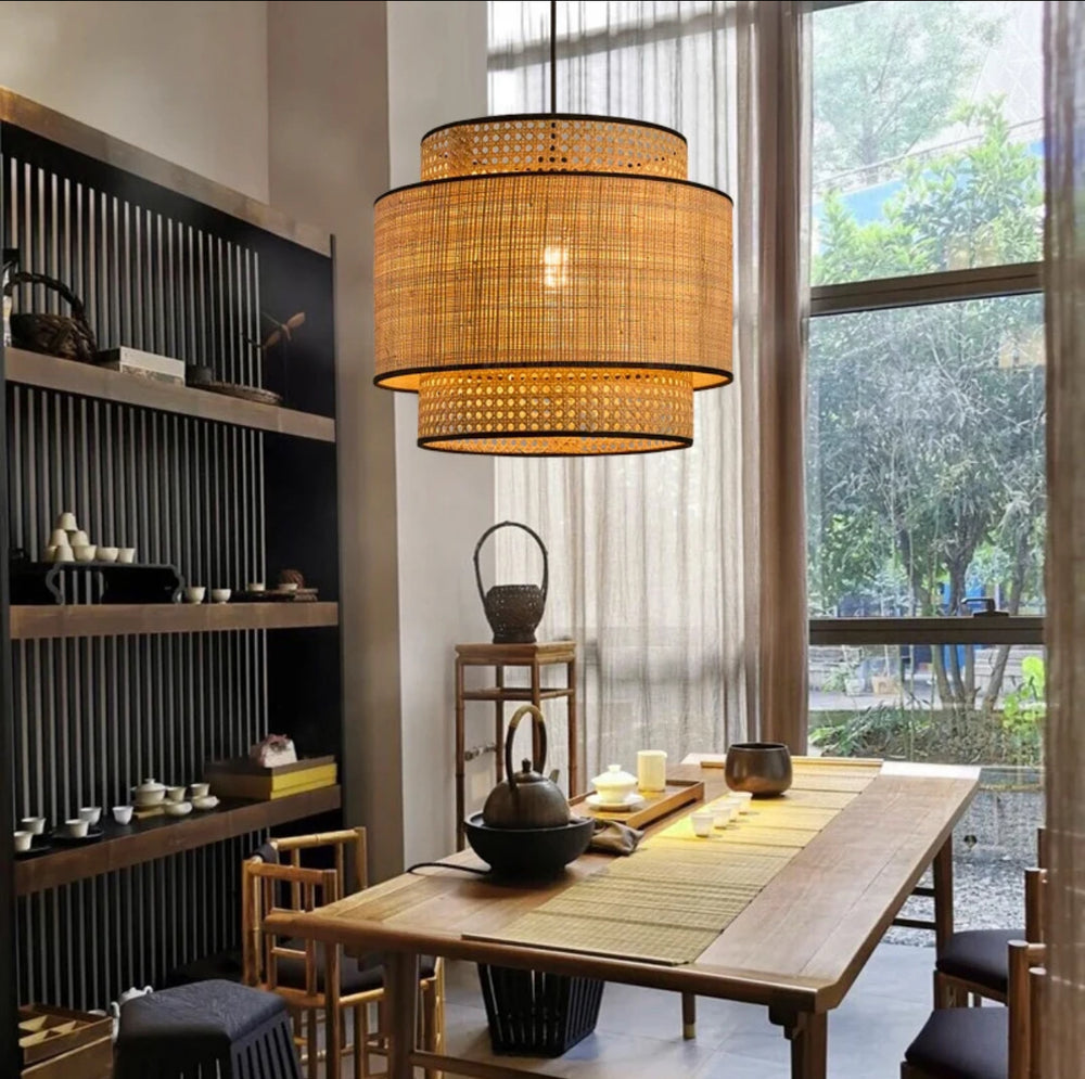 Suspension japonaise en rotin